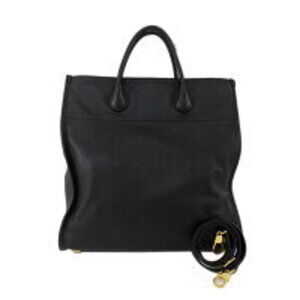 Gucci Tote Bag Logo Black Leather Shoulder